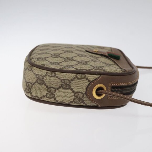 GUCCI GG Supreme Web Sherry Line Shoulder Bag PVC Beige Auth - Picture 5 of 16